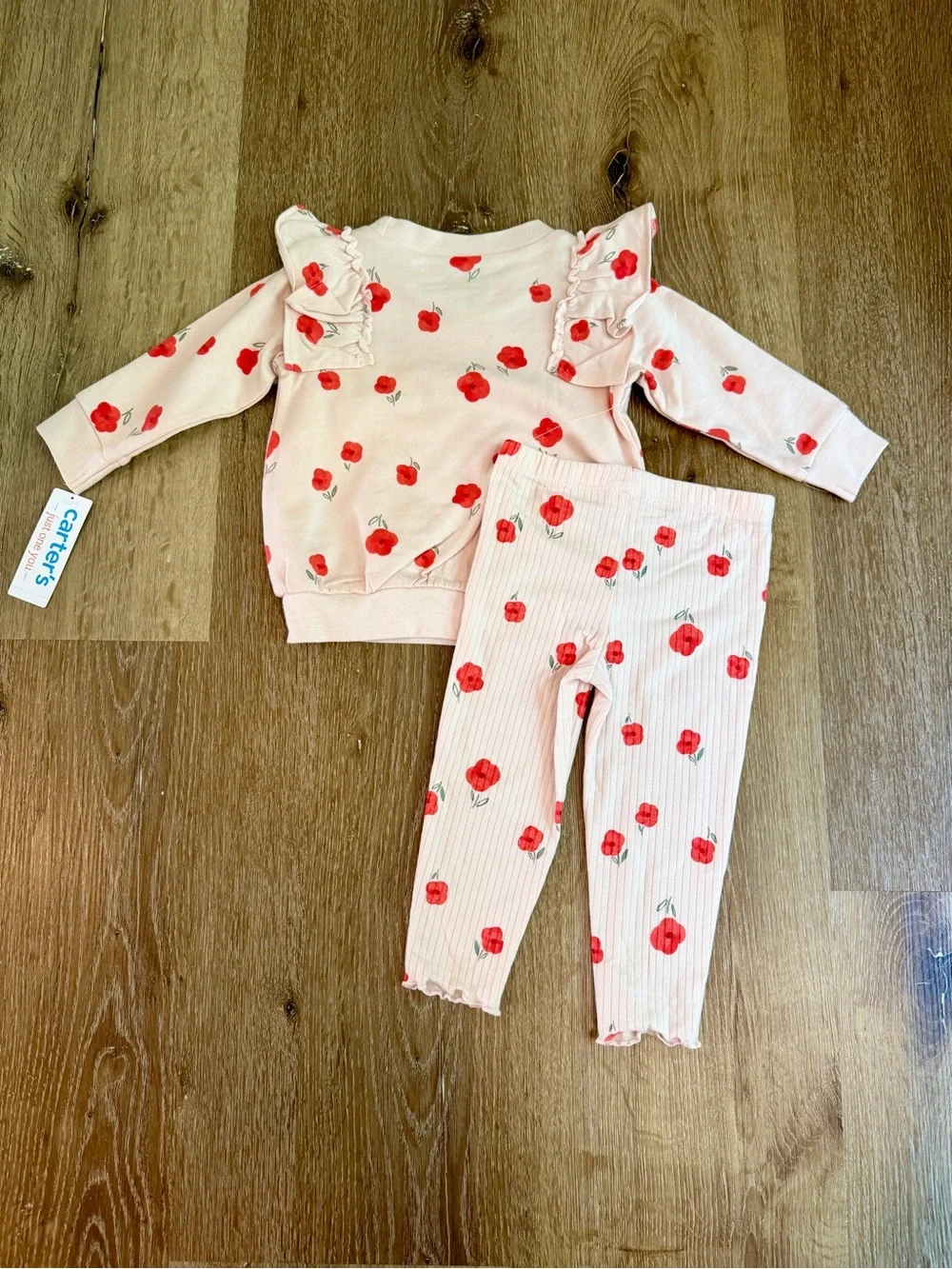 Carter's Pink Floral Ruffle Sweatshirt & Legging Set